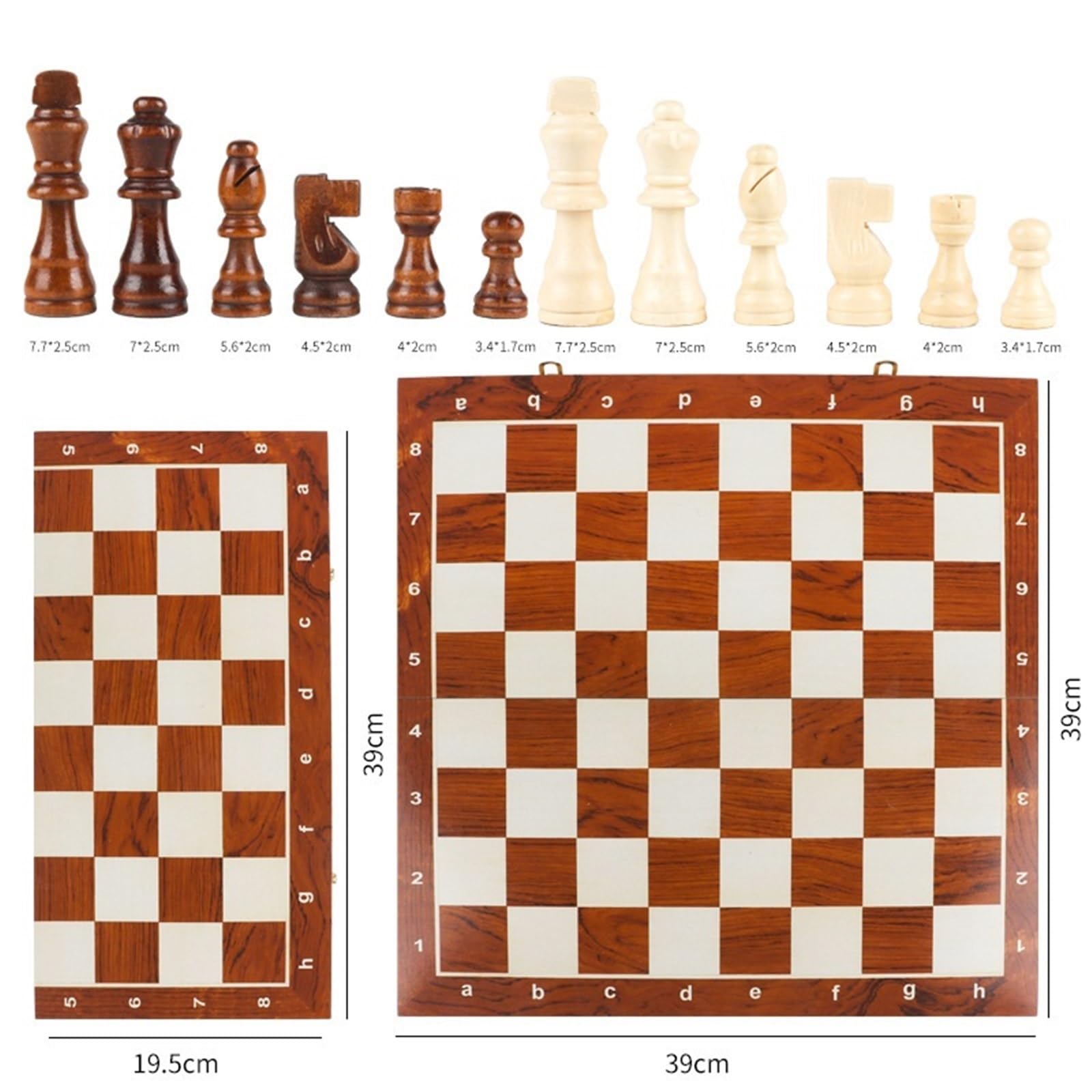 Set Scacchi Set di Scacchi in Legno for Adulti, Scacchiera Pieghevole Portatile, Decorazione Scacchiera Gioco(39x39cm)