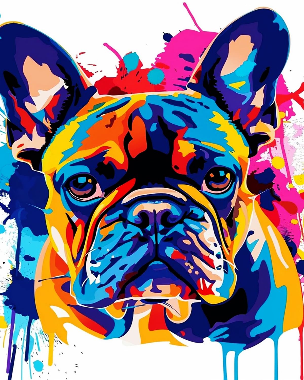 LIUBAISHI Paint by Numbers for Adults, Colourful French Bulldog, 40x50 cm Acrylic Canvas Kit