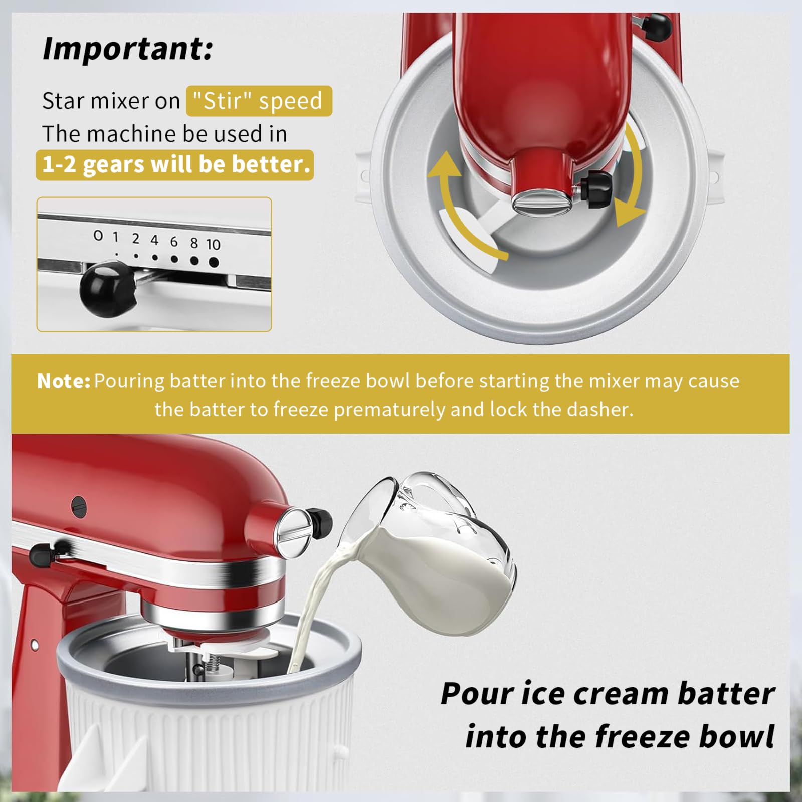 Acessório de máquina de sorvete para KitchenAid, serve para