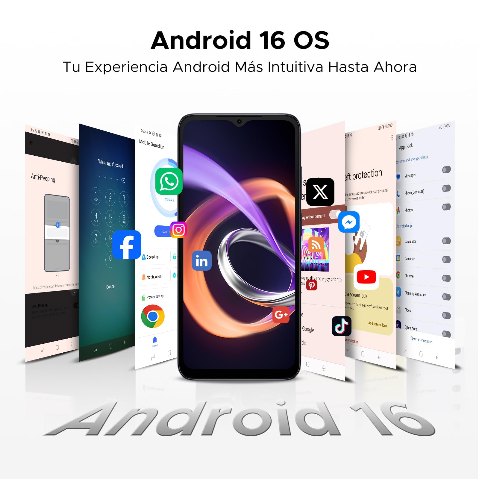 Note56Plus Andriod 16 Telefono Movil, 48GB+256GB/2TB Smartphone Octa Core 6.56" HD+ 90Hz Móvil, Batería 6150mAh, 50MP+8MP, Teléfono Móvil 8.5mm, Dual SIM 4G/ GPS/NFC/Huella/Face ID