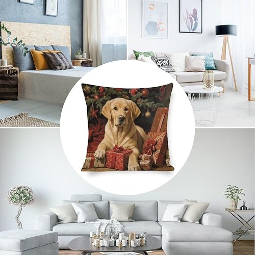 Miniatura 5 de Funda de cojín de lino para decoración del hogar al aire libre, retrato de raza de perro amarillo serio, labrador retriever, fundas de almohada