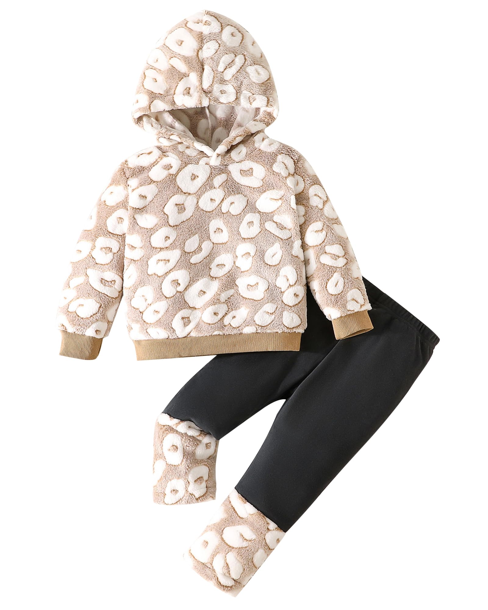 Jecson Toddler Girl Clothes Baby Girl Fleece Hoodie Outfits Thick Thermal Winter Leggings 2Pcs Clothing Sets 6M-4T