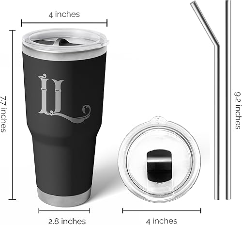 Miniatura 2 de Vaso de 30 oz con tapa y popote reutilizable, taza para café de viaje, taza aislada, botella de agua reutilizable de acero inoxidable, taza de viaje