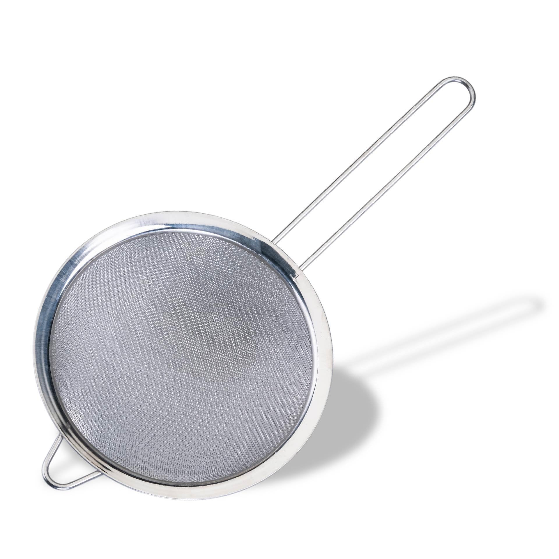 Fackelmann INITIAL Sieve Stainless Steel, Fine Metal Mesh with Rim, Long Handle, For Sifting Straining & Draining, Food Kitchen Strainer, Flour & Icing Sugar Sifter, Medium 15.5cm Diameter Colander
