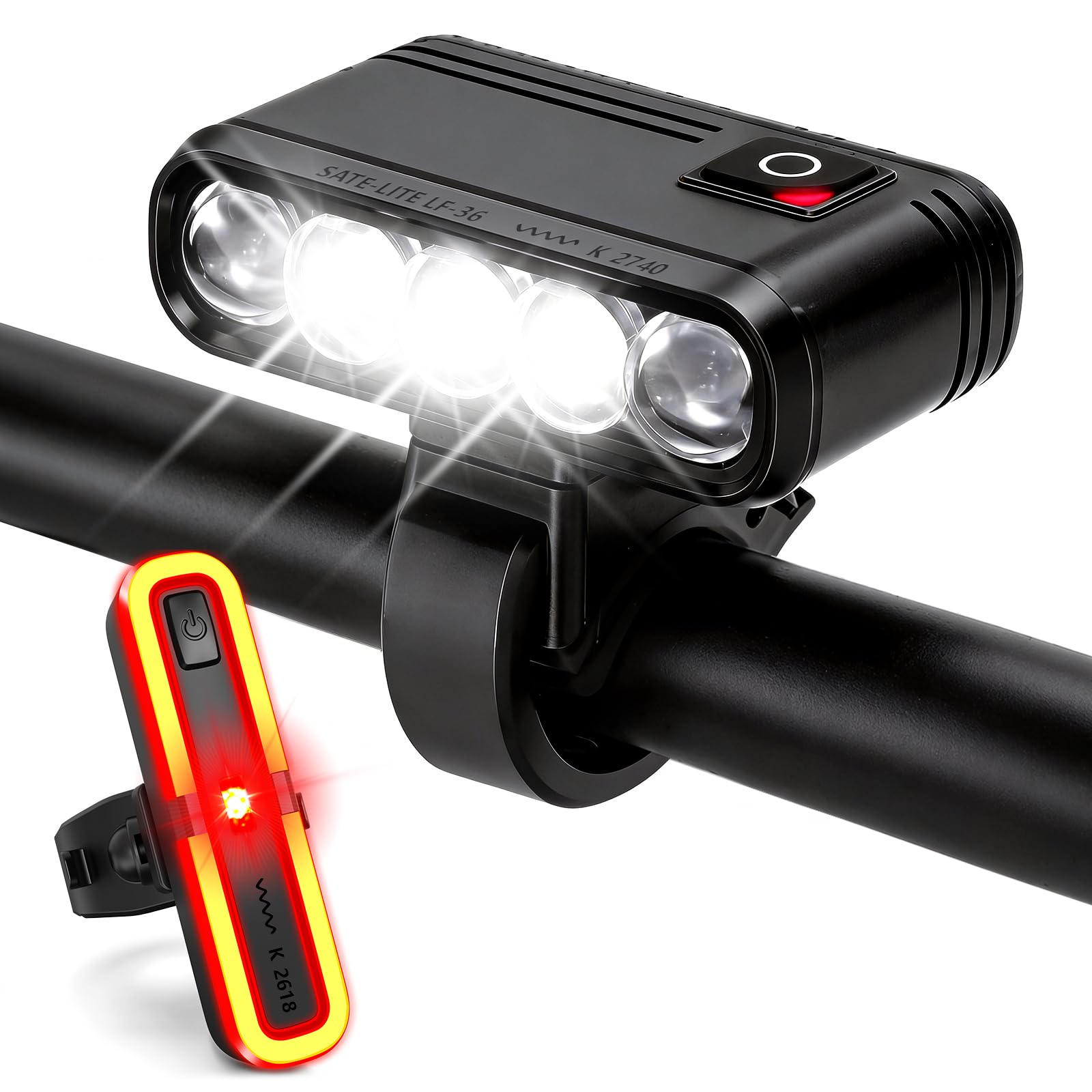 Kit d'éclairage LED rechargeable pour vélo conforme à la norme STVZO avec support GoPro