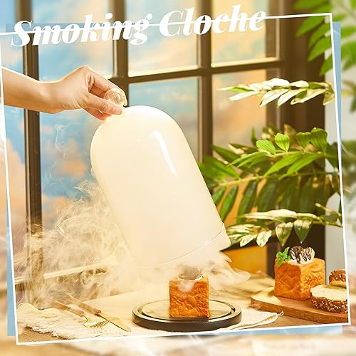 Miniatura 5 de Uiifan 4 piezas de accesorios para pistola de fumar, cúpula de cristal, infusor de fumar, cúpula para ahumar cóctel con base de madera para bebidas