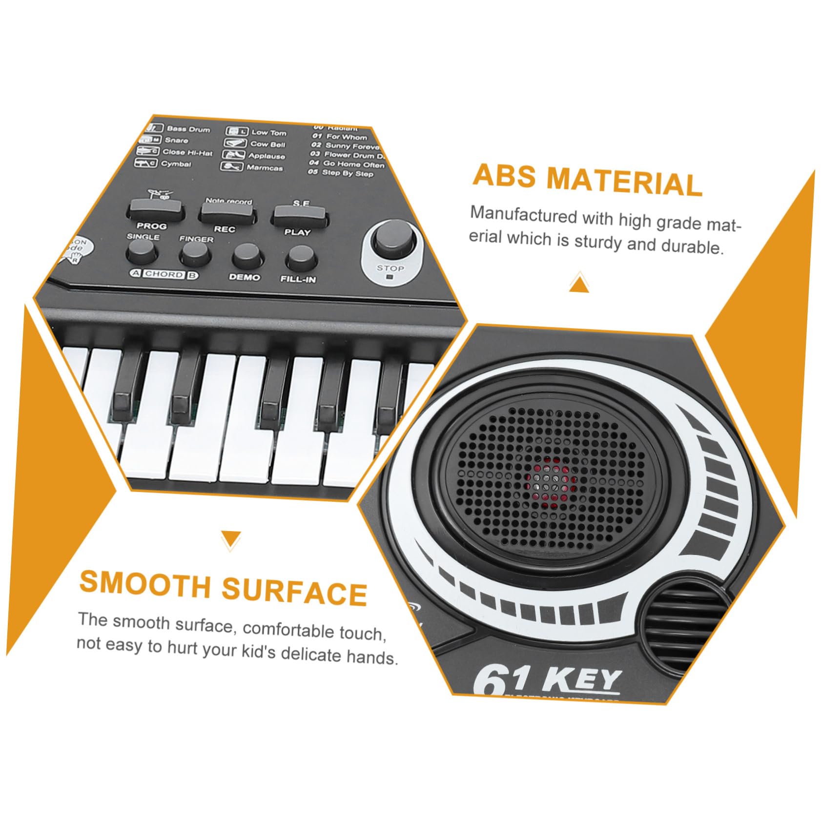 Piano Electrónico de Juguete de 61 Teclas Negro Abs para Niños