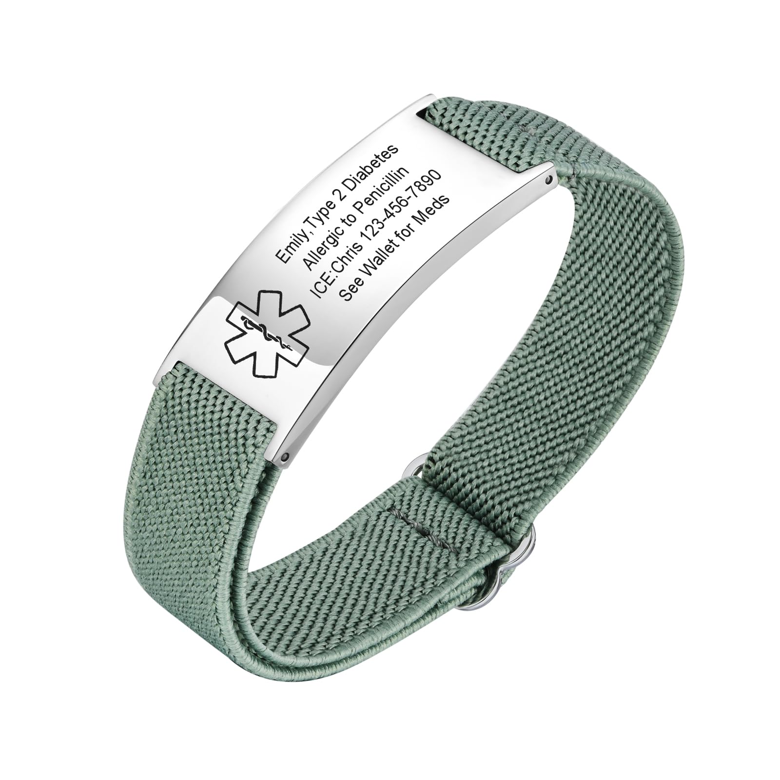 VNOX Medical Alert Bracelets for Men &amp; Women Kids with Free Engraving Adjustable Stainless Steel Mesh Emergency Medical ID Bracelets Wristband