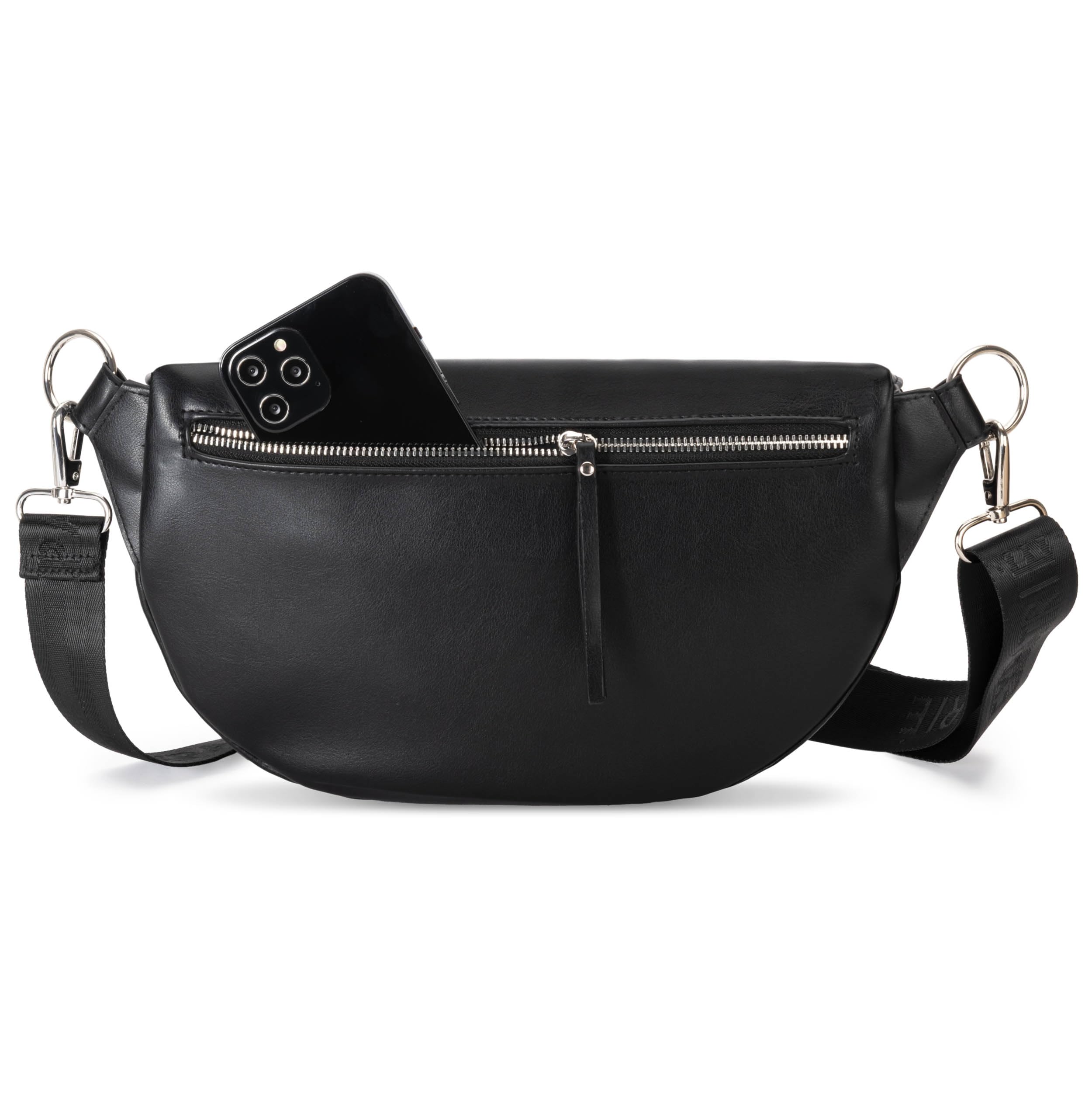 Expatrié Bauchtasche Damen Schwarz - Alice Large - Gürteltasche für Festival, Reisen & Alltag aus Veganem Leder - Brusttasche Stylisch - Wasserabweisend