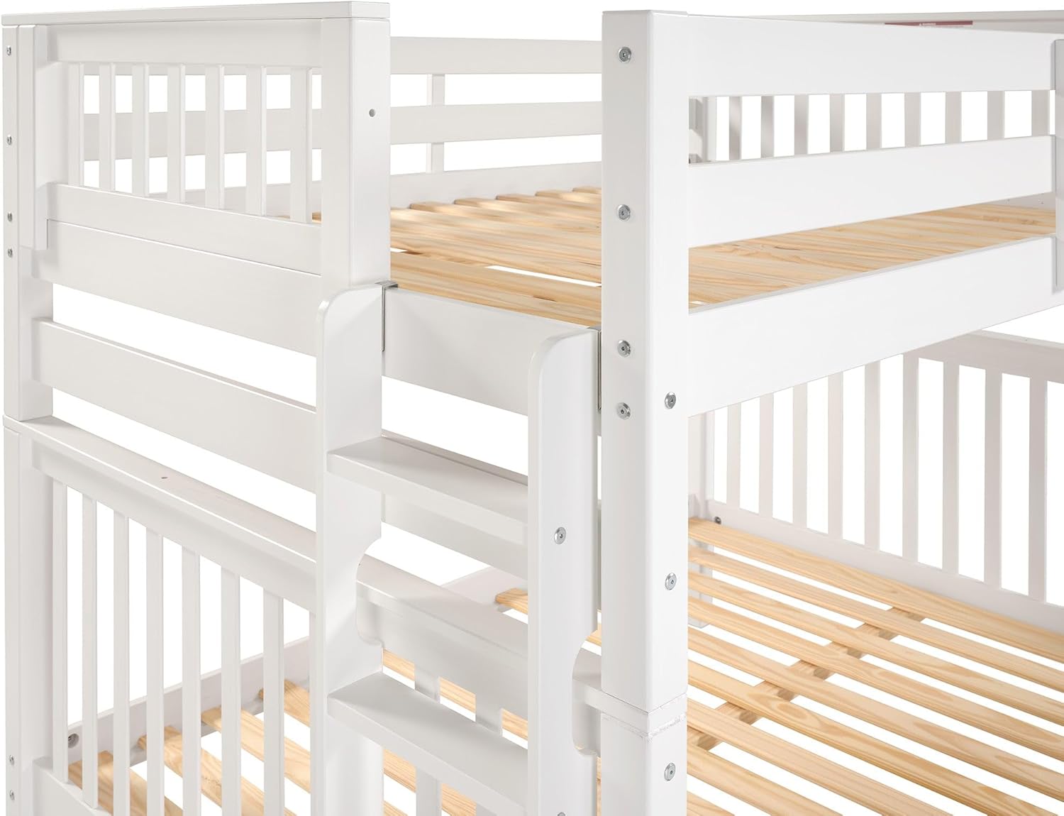 Bedz King Bunk Beds Full Over Full Mission Style (White, Full Over Full)