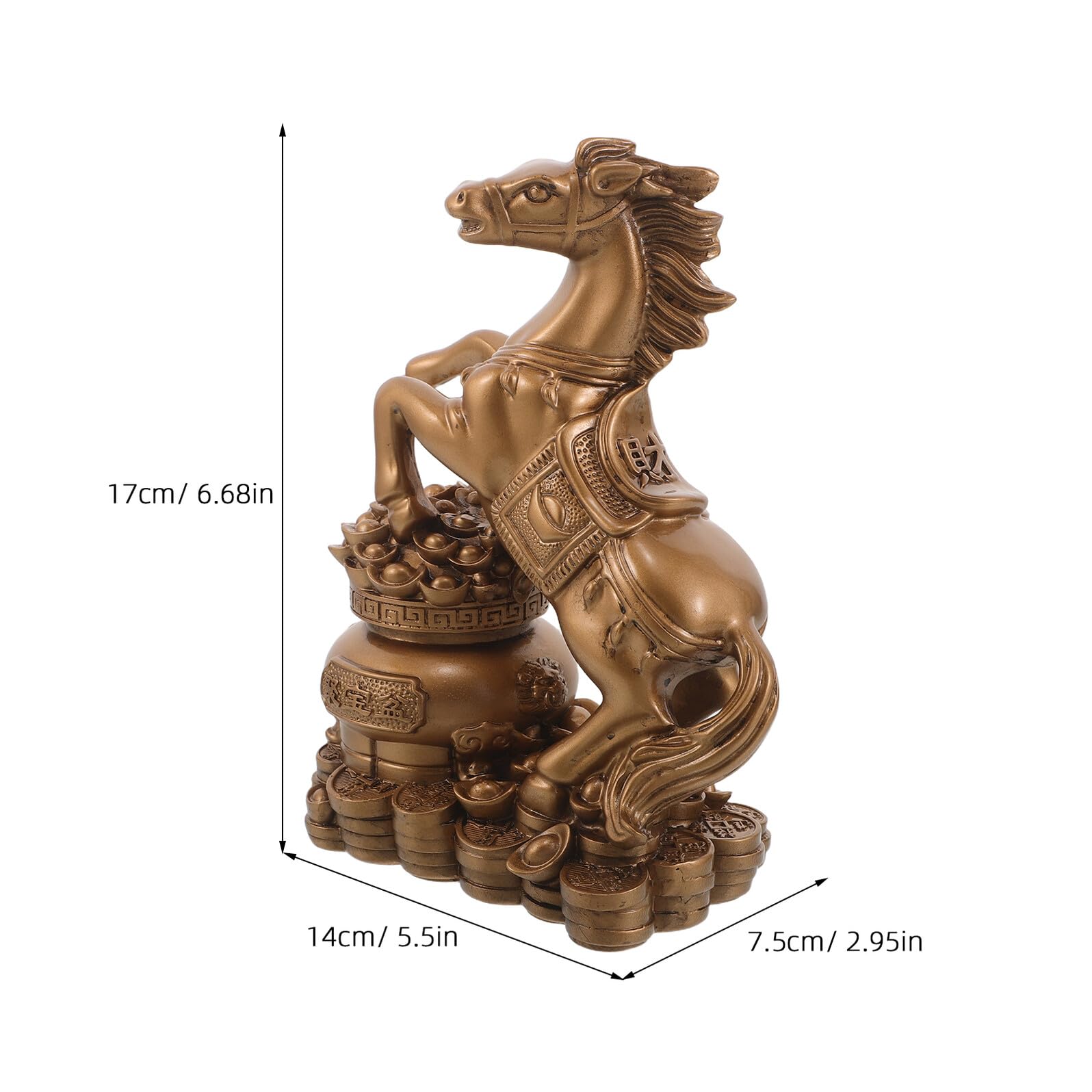 Pferdefigur Feng Shui 18cm Hohe Tierkreiszeichen Statuette aus Kunstharz