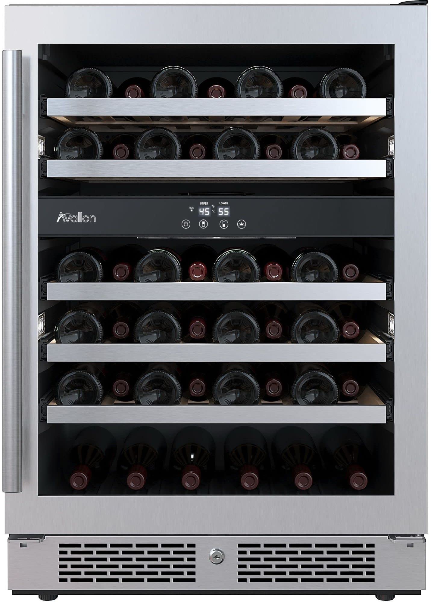 Avallon AWC242DZRH 24 Inch Wide 45 Bottle Capacity Dual Zone Wine Cooler with Right Swing Door