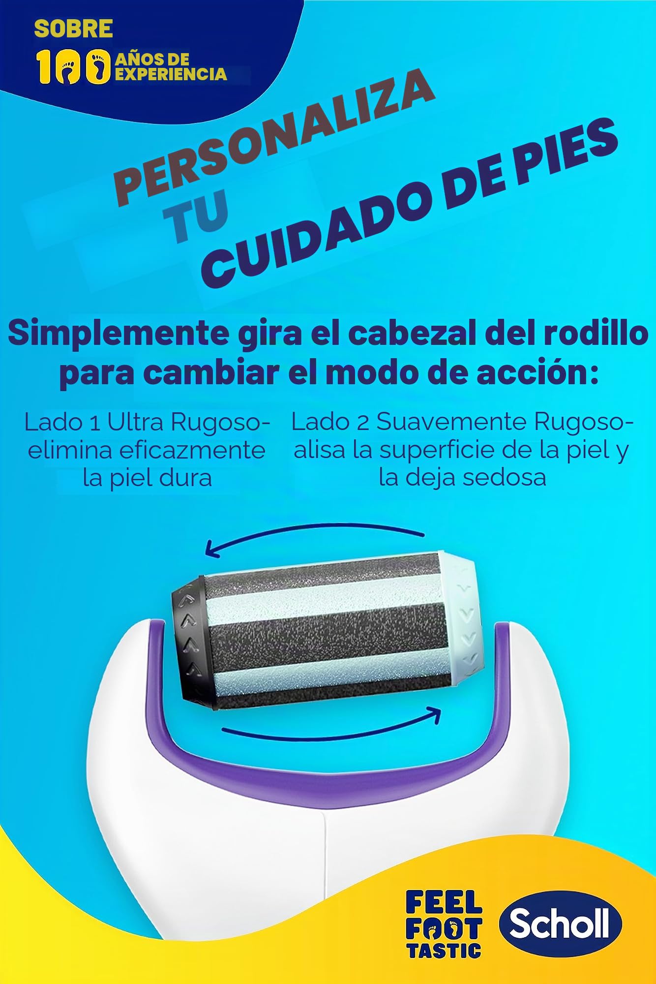 Scholl Expert Care 2 en 1 File & Smooth - Eliminador de callos eléctrico para pies suaves y sedosos, color morado