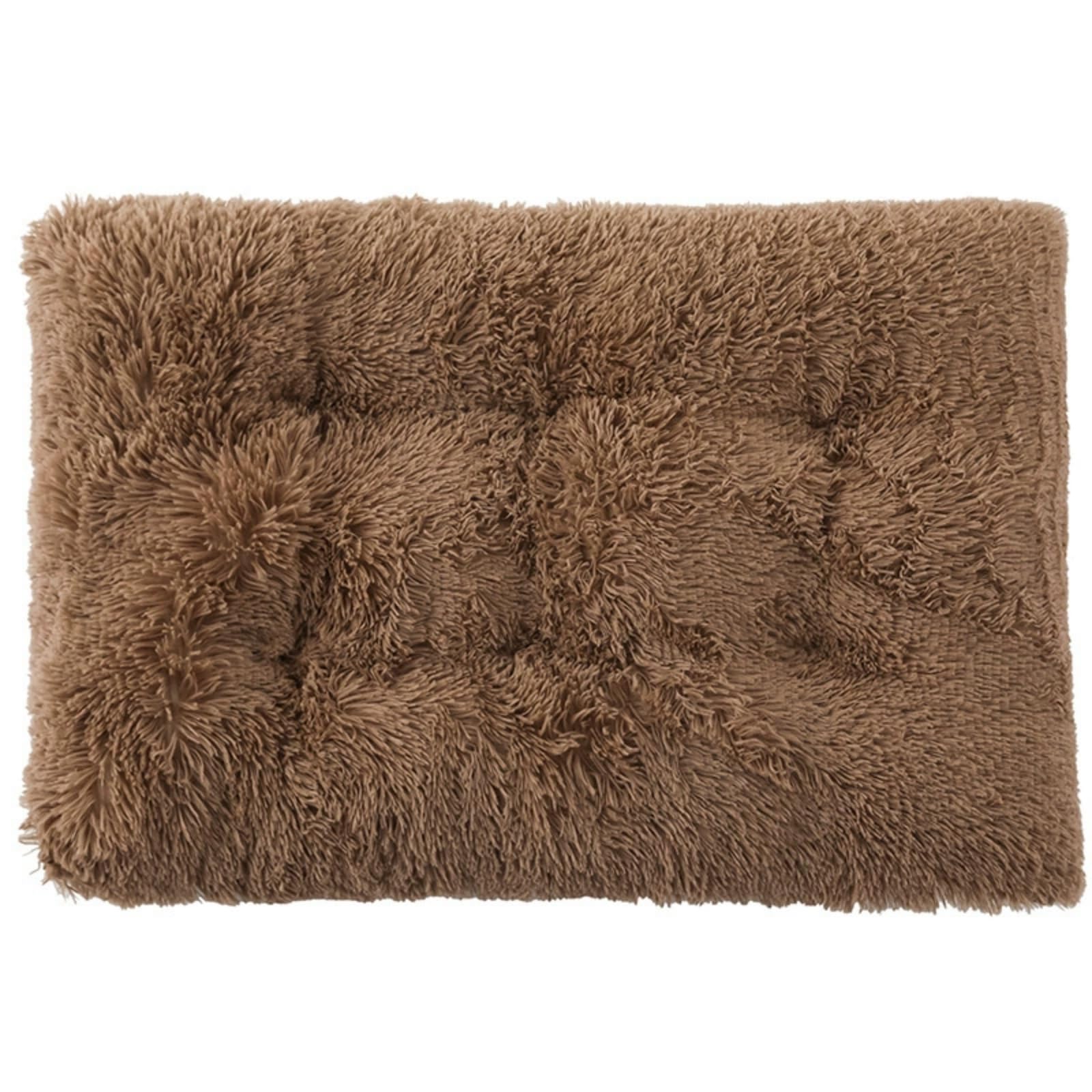 Mateju Plush Pet Bed Rectangle, Fluffy Pet Cushion Thick Warm Soft Plush Dog Cat Bed for Indoor Calming Puppy Kitten Petbed with Non Slip Bottom for Small Medium (Brown,S 55x40cm)