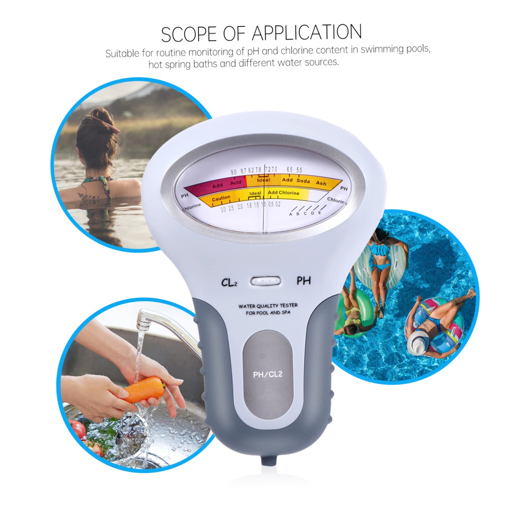 VANZACK 2piezas Tester De De Agua De Piscina Ph Portátil Medidor Digital De Ph y Precisión De Agua y De Usar y