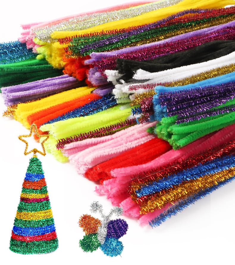 SHTGOI 100 pulitori per pipe, 30 cm, colorati, filo di ciniglia, per adulti, bambini, fai da te, decorazione 3