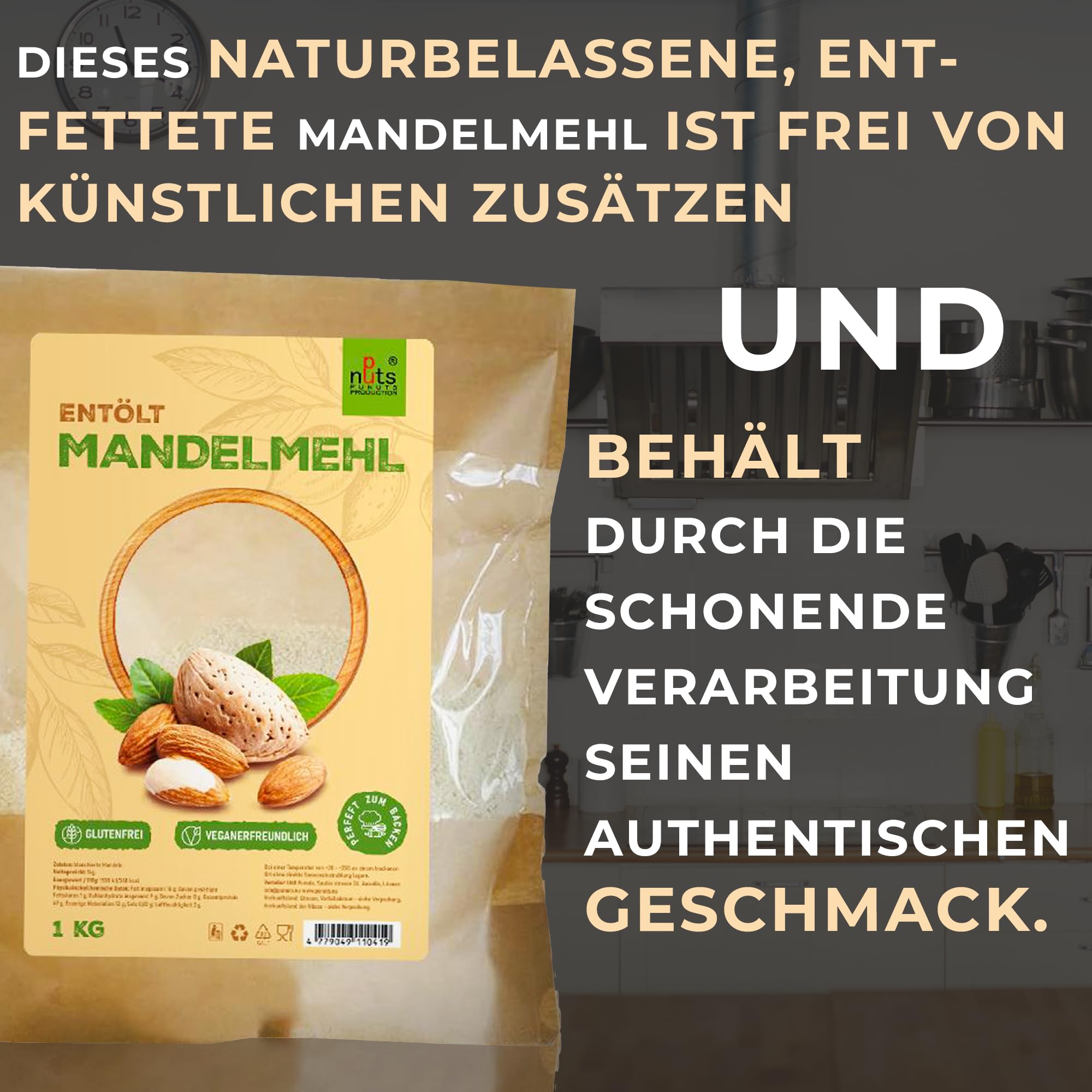 Mandelmehl entölt 1 kg, glutenfrei 100% natürliches mandelmehl entölt low carb