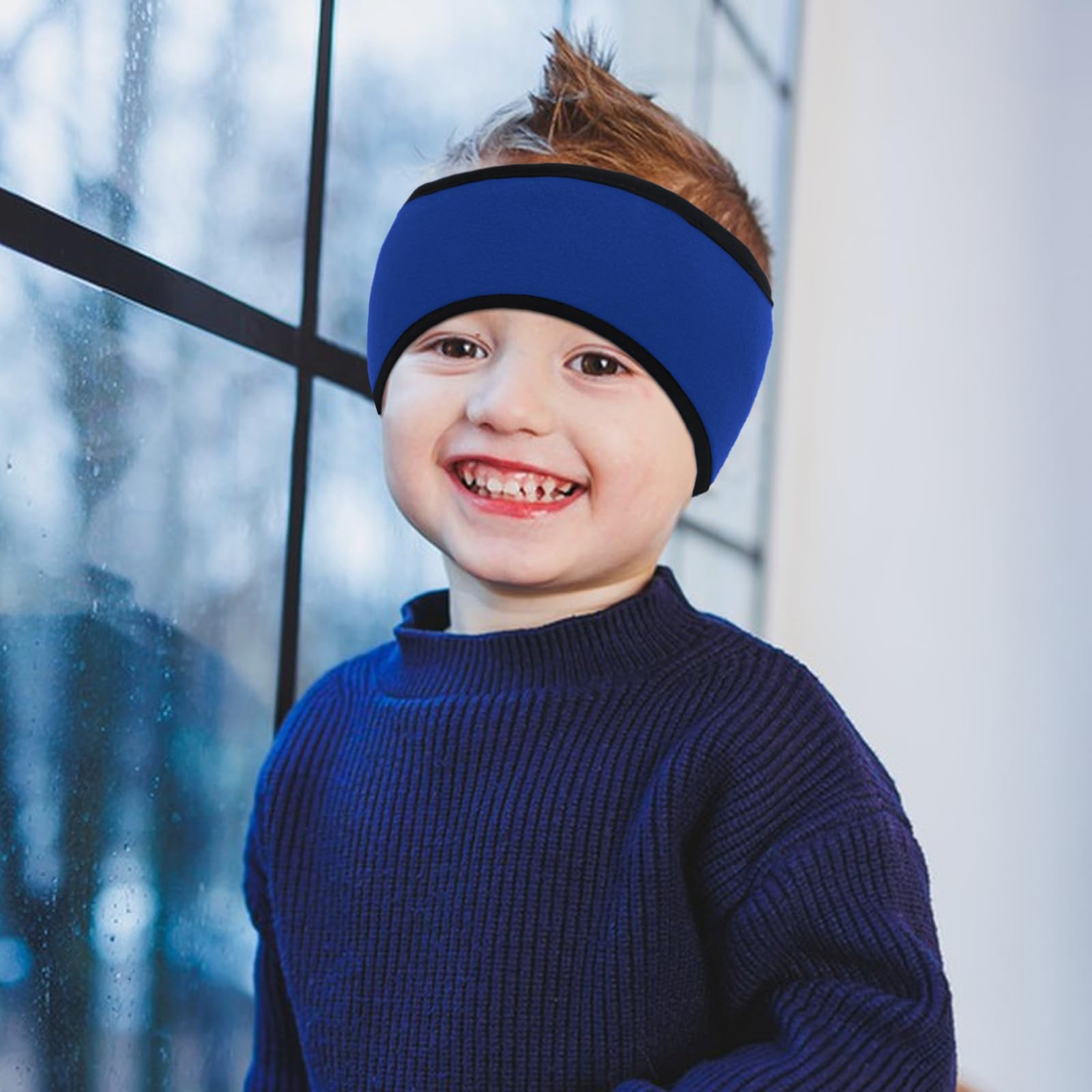 4 Pièces Bandeau Enfant Sportif Hiver - Cache-Oreilles Garçon Fille Multicolore Noir Gris Café Bleu