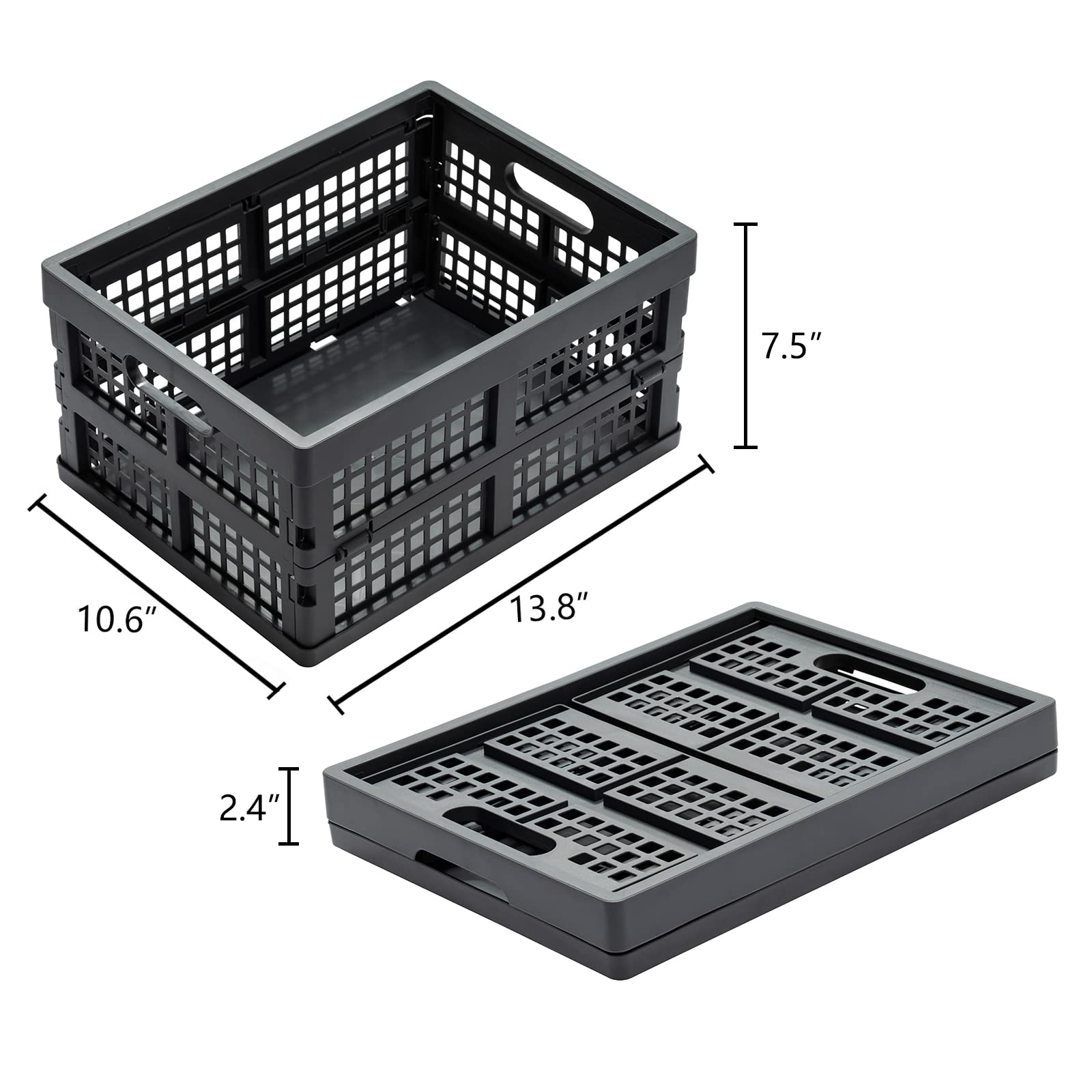 Eslite Cajas de almacenamiento plegables de 16 L, cajas de plástico plegables para almacenamiento, paquete de 4, color gris