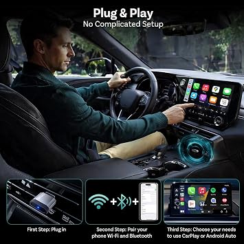 OTTOCAST Mini Nova Wireless CarPlay & Android Auto Adapter, 2-in-1 Convert Wired to Wireless, Plug & Play, Fast Auto Reconnect, Compact Mini Design for iPhone iOS 10& Android 11+