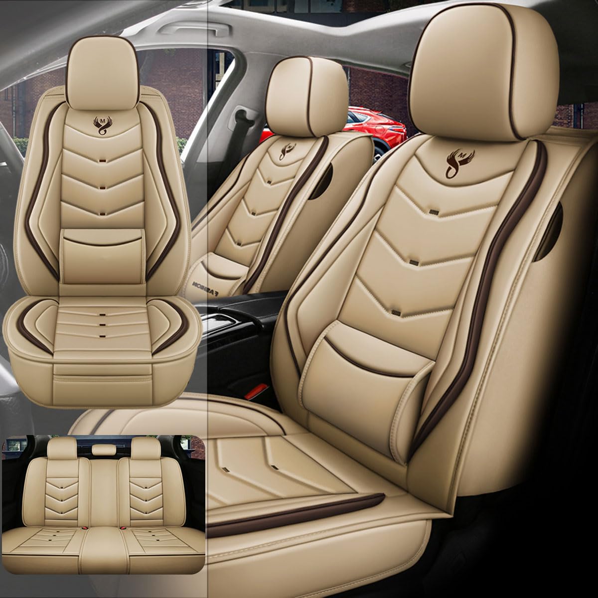 TNOKDY Car Seat Cover for Lexus RX 350 2010-2026, Waterproof and Dustproof Faux Leather, Airbag Compatible, Cushion Protectors Guards, Car Interior