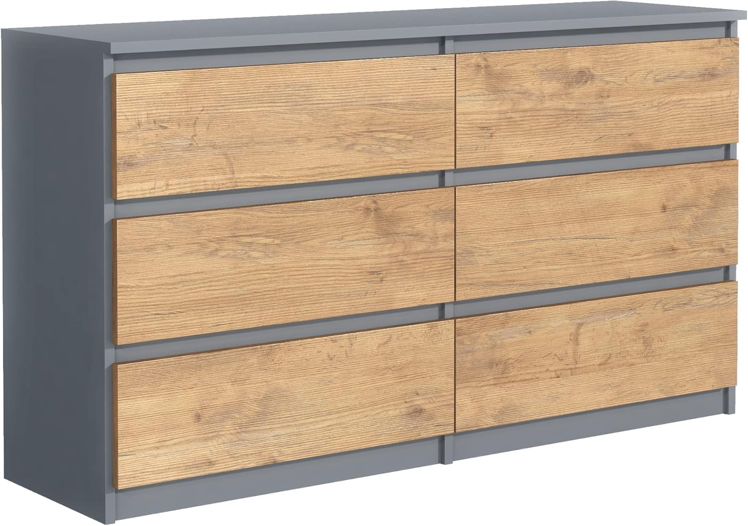 meble masztalerz Cassettiera Camera da Letto con 6 Cassetti - Credenza Soggiorno - Moderna Comò - Cassettiera Alta - Mobiletto con Cassetti - Antracite & Lancelot 138,5 x 39 x 78,5 cm