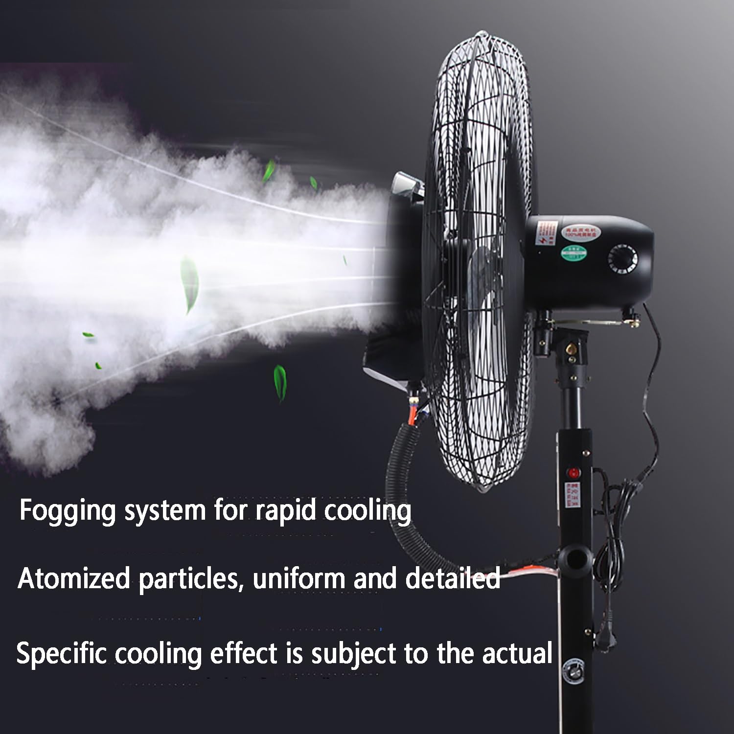 Ventilatore nebulizzatore da Esterno, Ventilatore a piantana oscillante con 3 velocità, Serbatoio da 42 Litri per Uso Industriale, 650 mm (26 Pollici), Ideale per Raffreddare e umidificare g