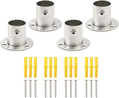 Miniatura 11 de 4 soportes de brida de acero inoxidable para barra de armario de diámetro interior de 2 pulgadas (2.008 in) de tubo de acero