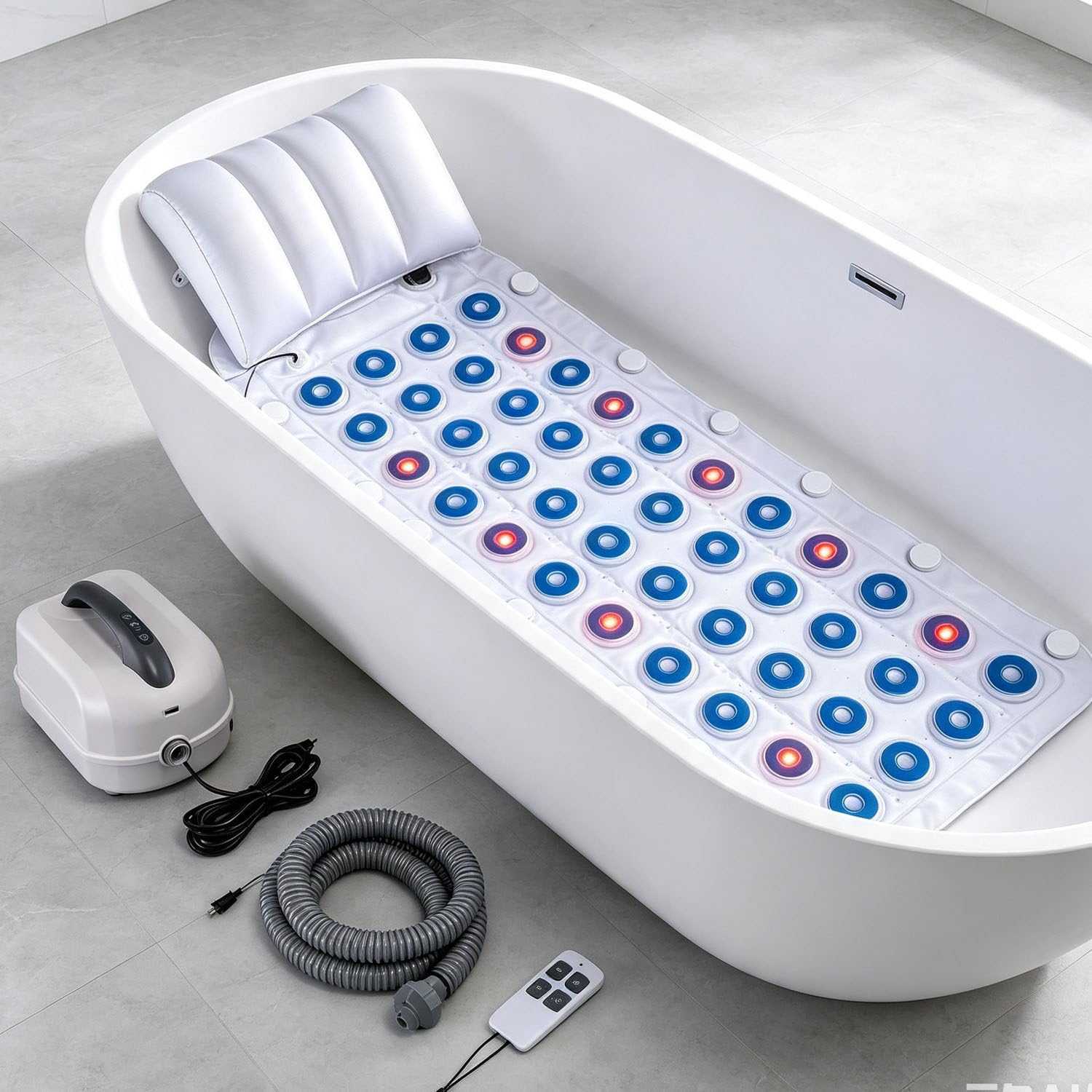 CelyToe DowPie Inflatable Neck Pillow Bubble Bath Mat, for Relaxing Spa Sessions 110v