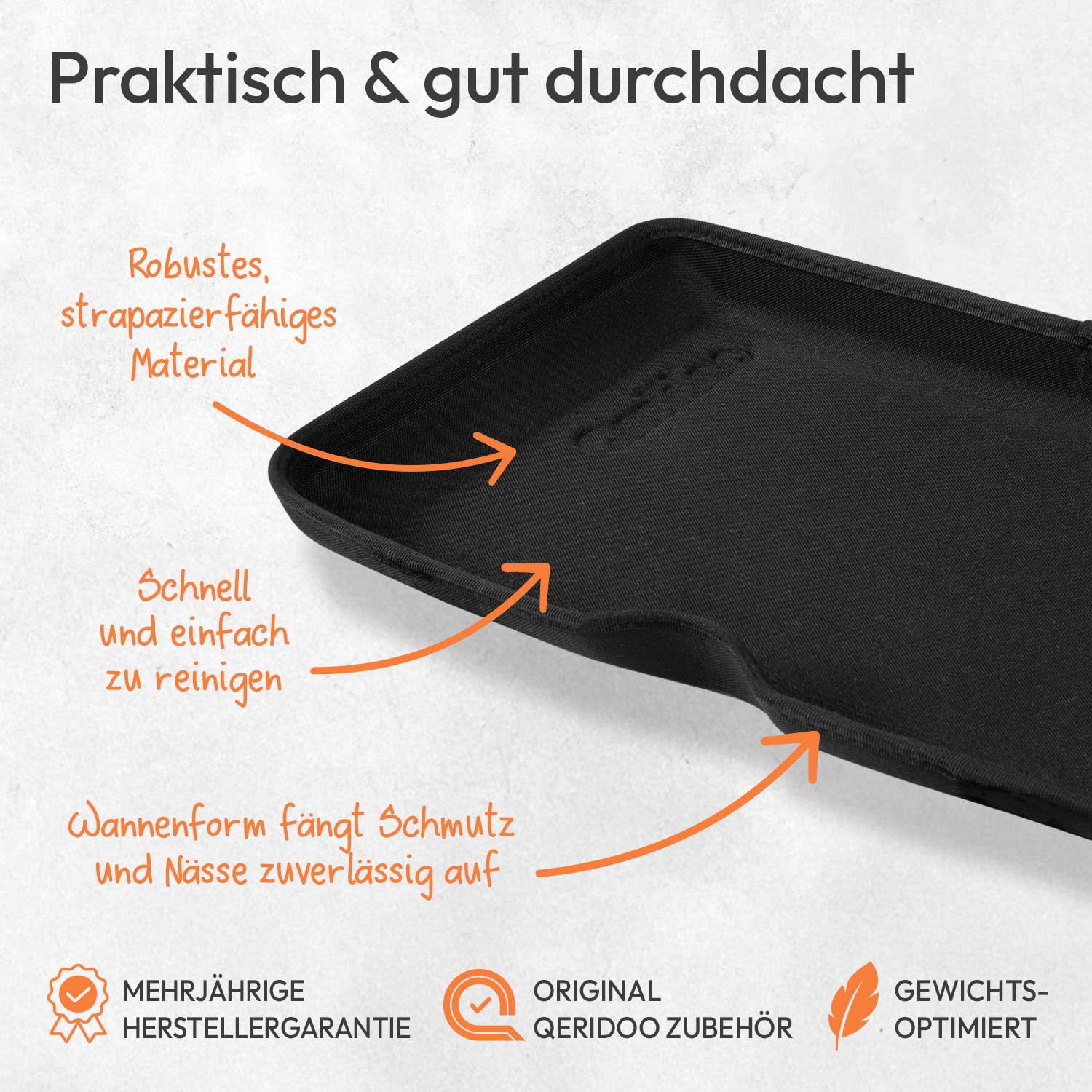 Qeridoo Schutzwanne für Einsitzer | Passend für Qeridoo Fahrradanhänger für EIN Kind | Zubehör für Kinderfahrradanhänger | Schmutzwanne für Fahrrad Anhänger Kinder