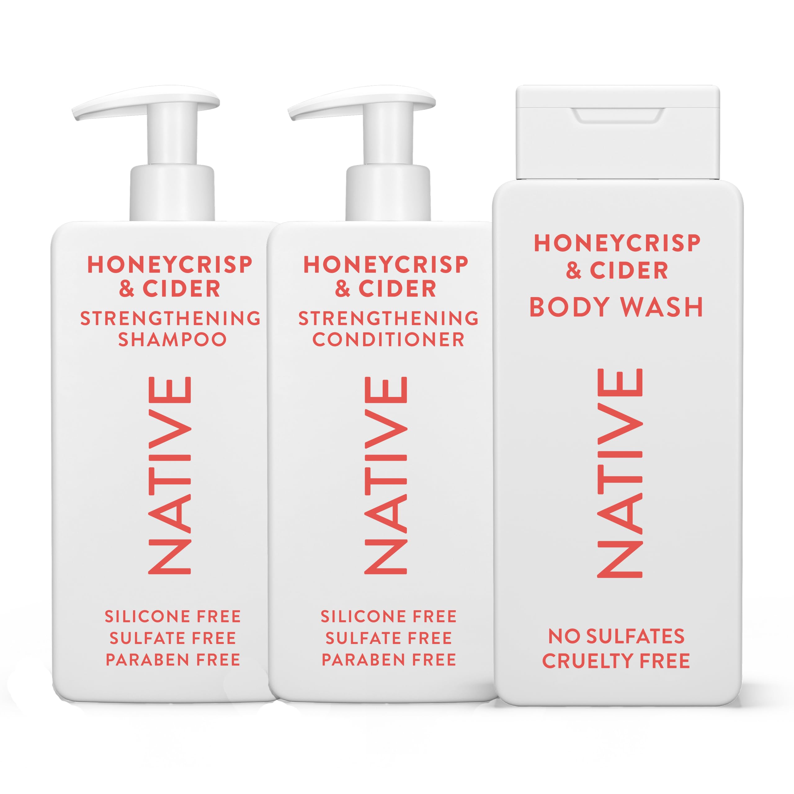 Native Shampoo Conditioner Body Wash - Honey Crisp Cider - Naturally Derived Ingredients Sulfate-Free Paraben-Free Strengthening Hair Care