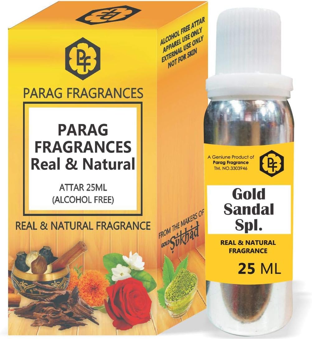 Parag Fragrances25ml Gold Sandal Spl. Attar With Fancy Empty Bottle (Alcohol Free, Long Lasting, Natural Attar) Also Available in 50/100/200/500 pack