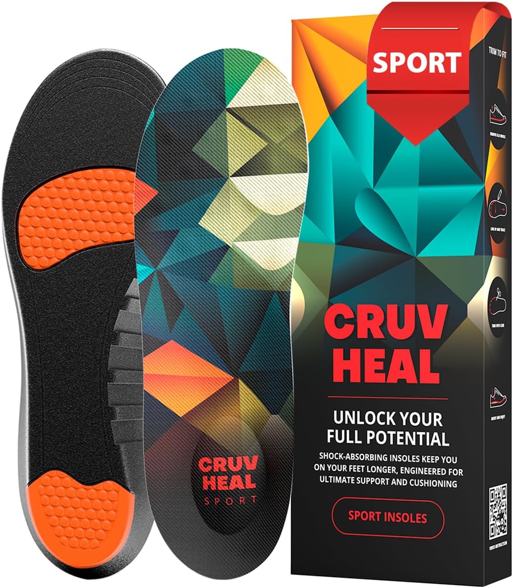 Sport Shock Absorbing Insoles - Athletic Shoe Cushioning Inserts for Men