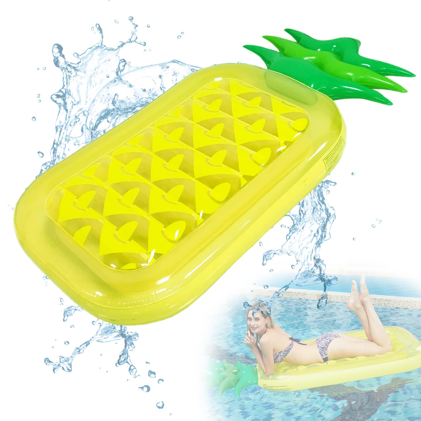 ACTOYS Colchón Inflable para Piscina para Adultos, Flotador de Piscina de 180 cm, boya Inflable para Piscina de piña, Juguete para Fiesta en la Piscina para Piscina, Playa, océano