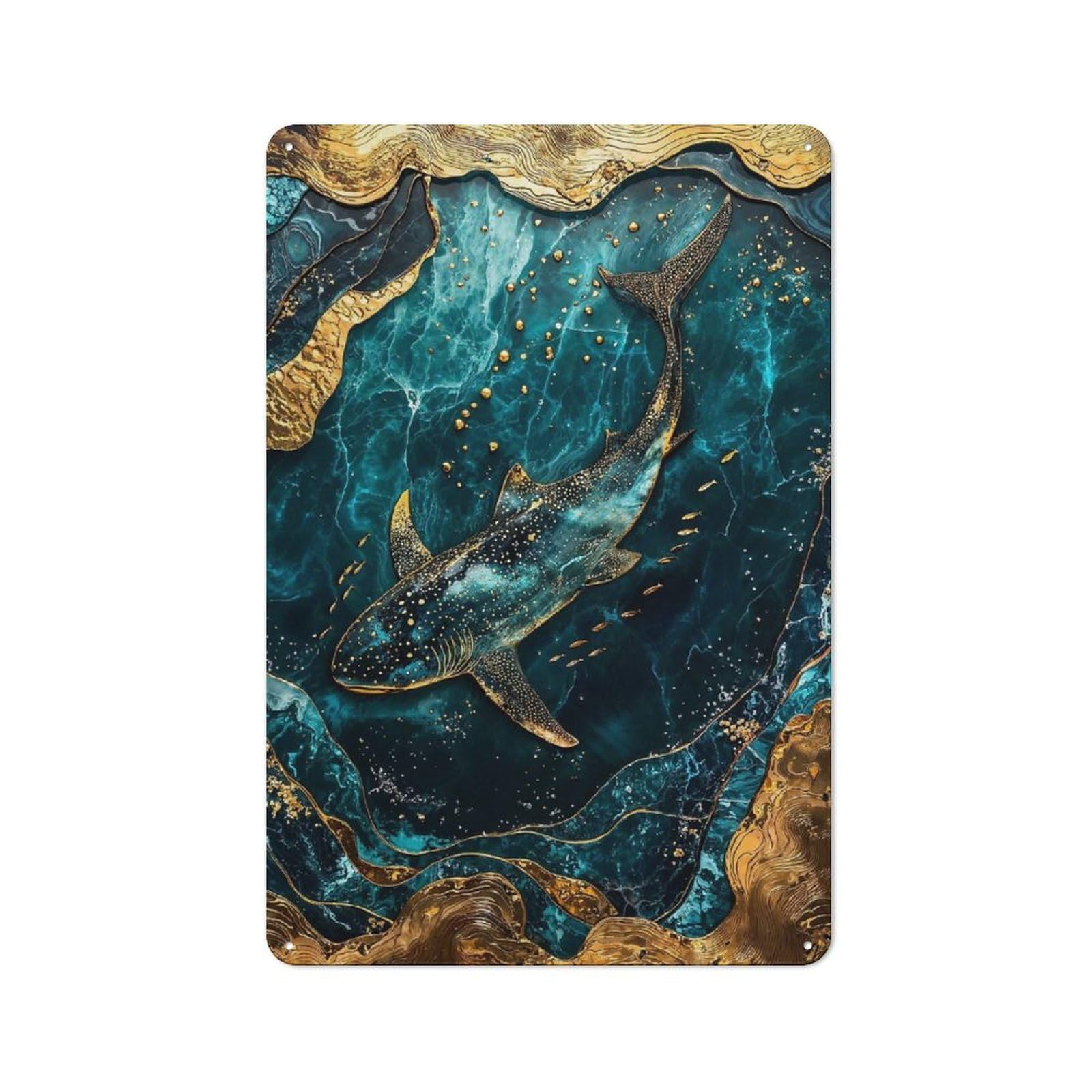 Junmoney Style-11 Eternal Wanderer Kintsugi Art Metal Wall Sign 30X20cm, Rustic Decor For Workshop Wall, For Vintage Wall Decor Fans, For Themed Room Decoration