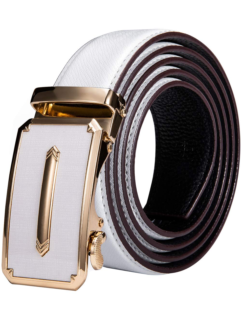 DubulleDesigner Mens Belts, Sliding Automatic Buckle Ratchet Dress Belt TOP Genuine Leather Strap Gifts