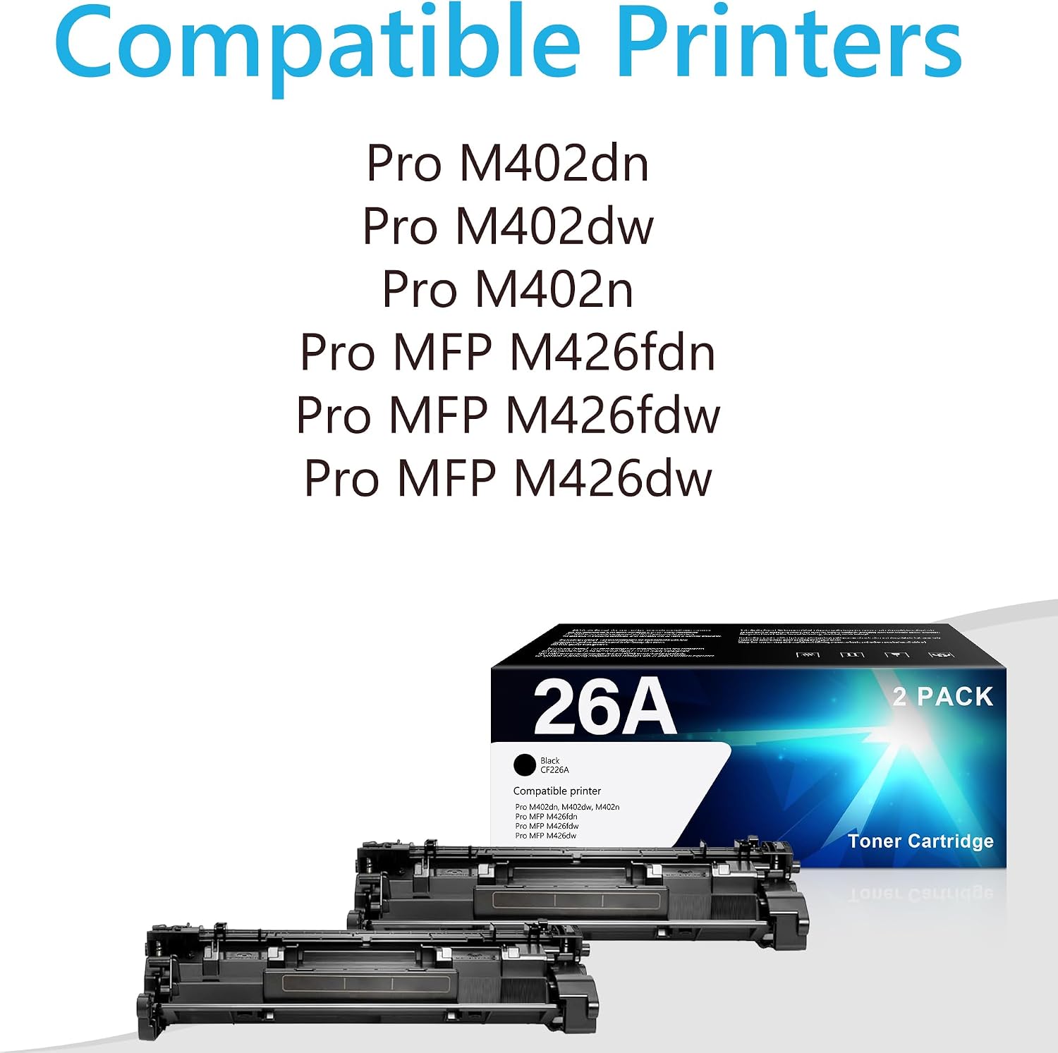 26A CF226A Toner Cartridge (Black 2-Pack) Replacement for HP 26A Use with Pro MFP M426fdw M426fdn M426dw Pro M402n M402dw M402dn Printer
