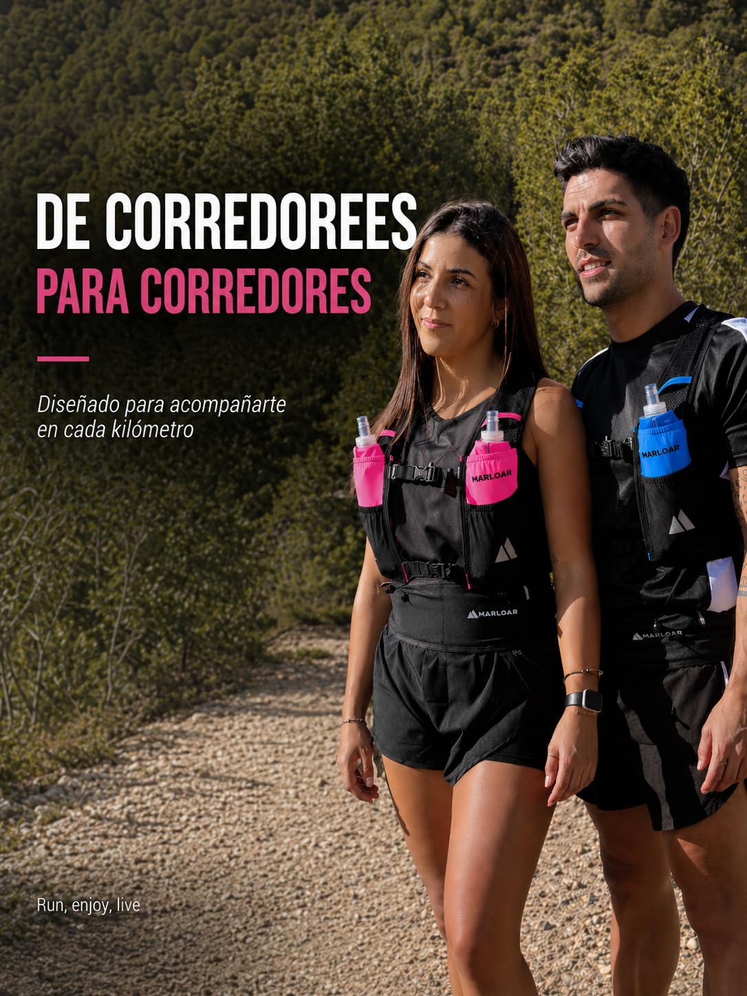 Chaleco Running para Trail Running con 2 Soft Flask 500 ml – Ajuste cómodo, Ligero y Transpirable