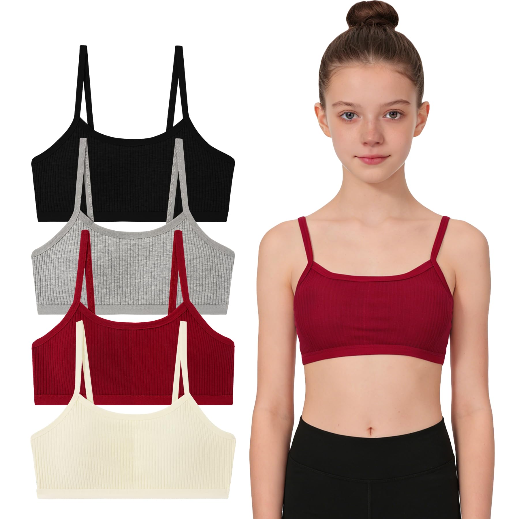 SEAUR BH Mädchen Gepolstert Bequeme Multipack Sport BH Set Baumwolle Mädchen Bralette Oberteil Atmungsaktiv