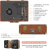Vista 6 de Vinyl Record Player 3-Speed Bluetooth Portable Suitcase Records Player with 2 Built-in Stereo Speakers, Belt-Driven Turntable for Vinyl Records