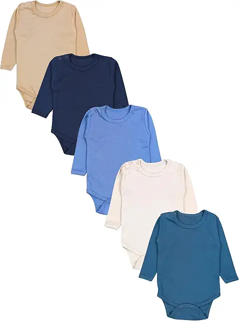 Baby Boys Long Sleeve Rompers 5-Pack - Comfortable Cotton Rompers