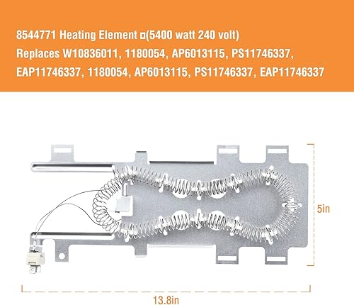Miniatura 2 de wp8544771 para Whirlpool Duet Dryer Kit de elementos calefactores con 8544771 PS11746337 AP6013115 para Maytag Bravos xl Elemento calefactor, 279816