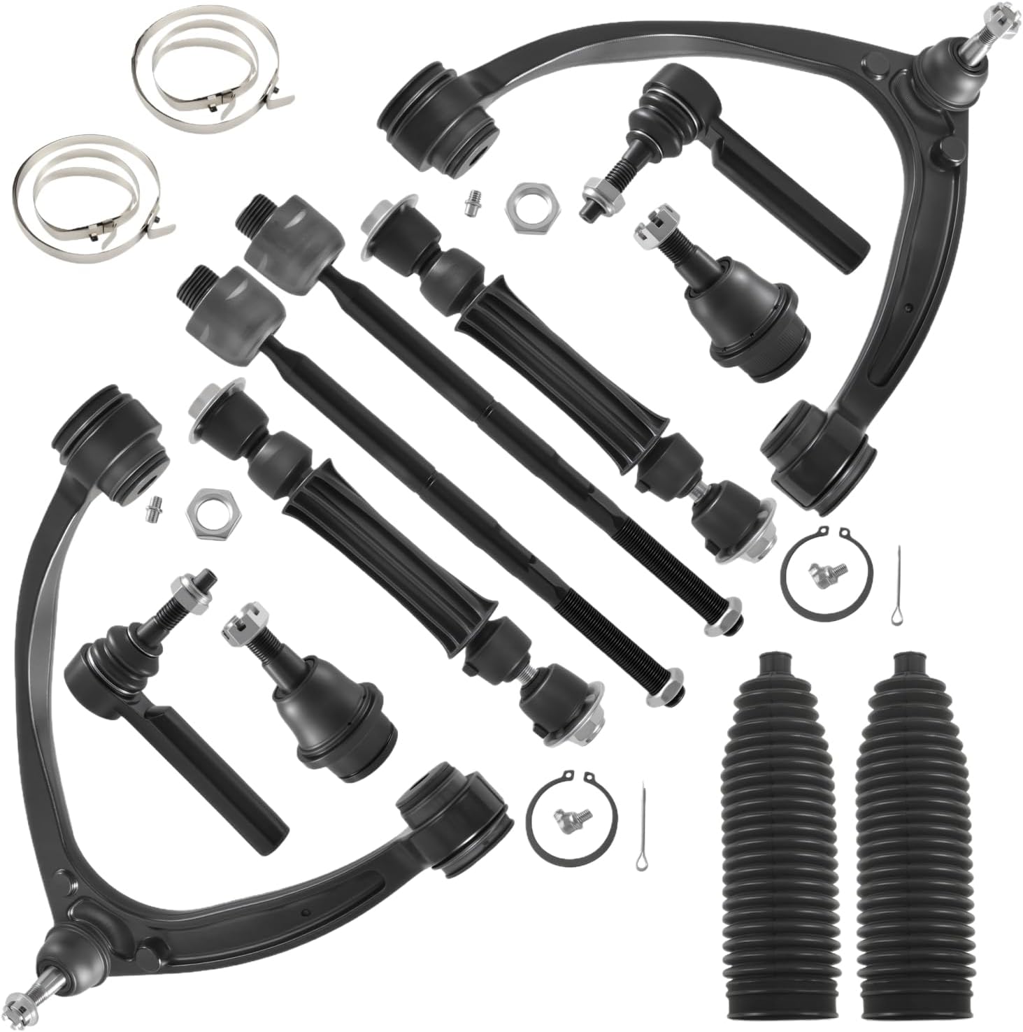 Front Upper Control Arm w/Ball Joint Fit for Cadillac Escalade, Chevy Avalanche Silverado/Suburban 1500 Tahoe, GMC Sierra 1500 Yukon 07-14 - 12 PCS Suspension Kit K80669 K80670 K700432