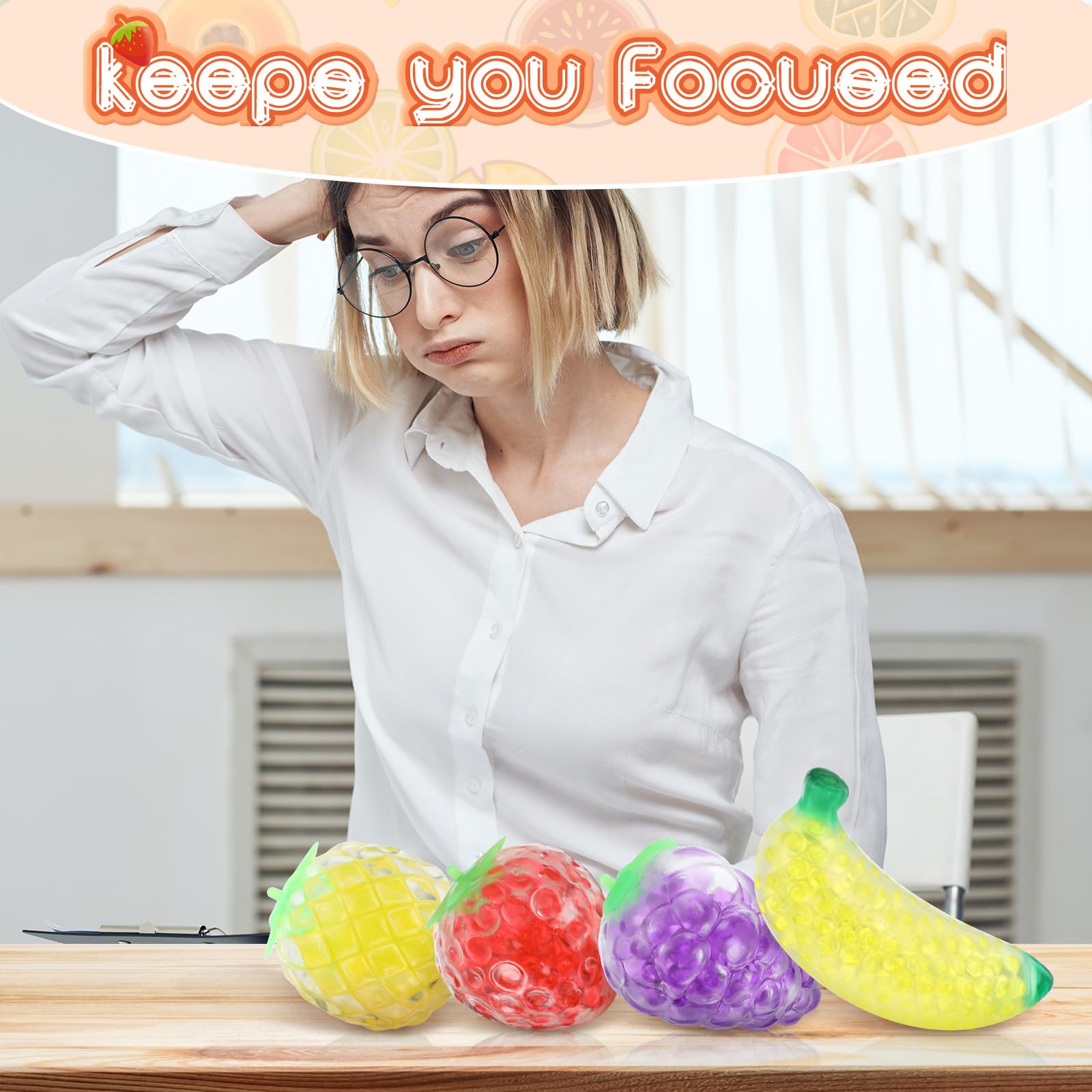 Amazon | フルーツストレスボール ビーズ入りボール 4個 フィジェット