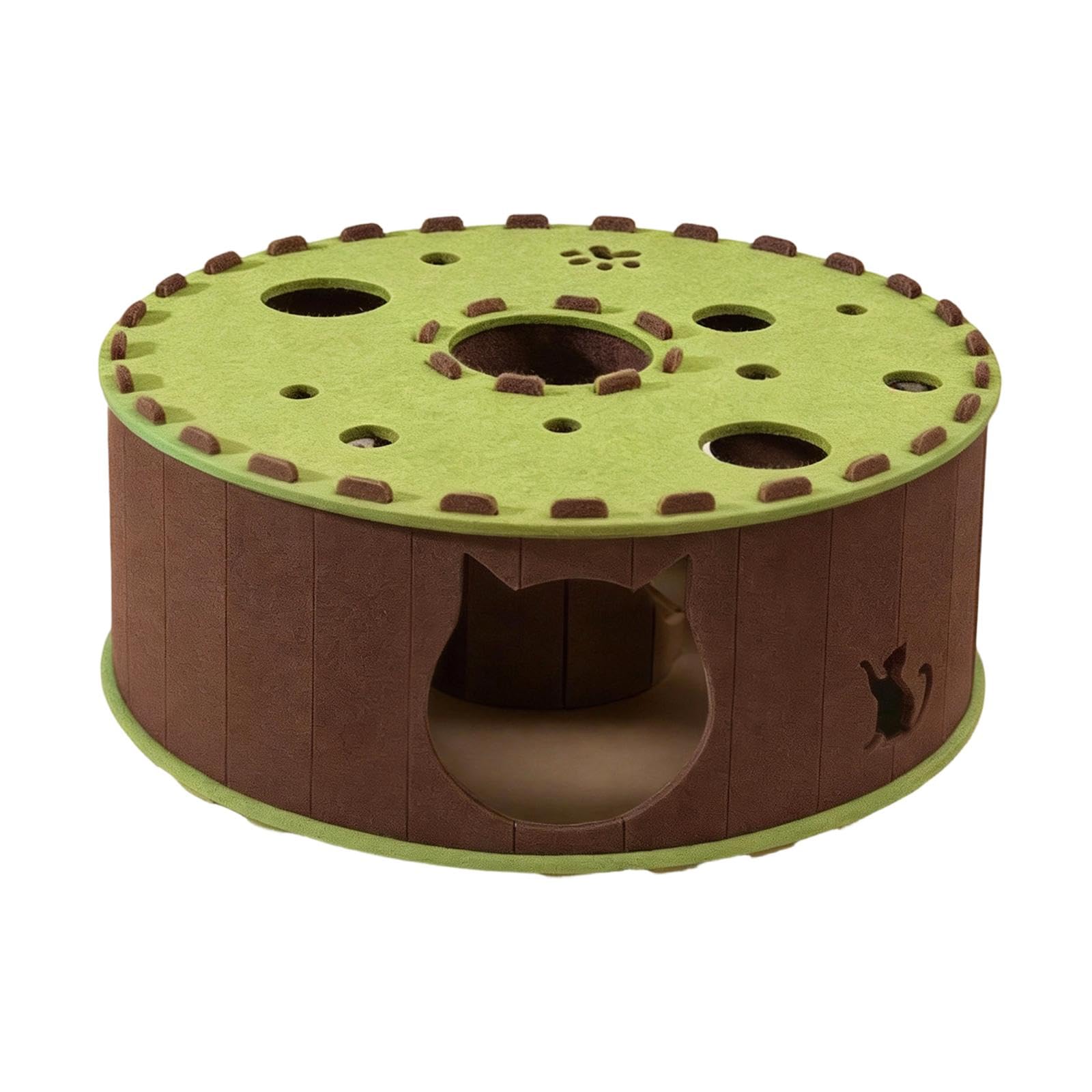 Tunnel pour Chat Tube de Jeu Interactif Lit Chaud Abri Feutre Portable Centre D'Activité Autonome pour Animaux de Compagnie Adapté à l'exercice Au Jeu, Vert