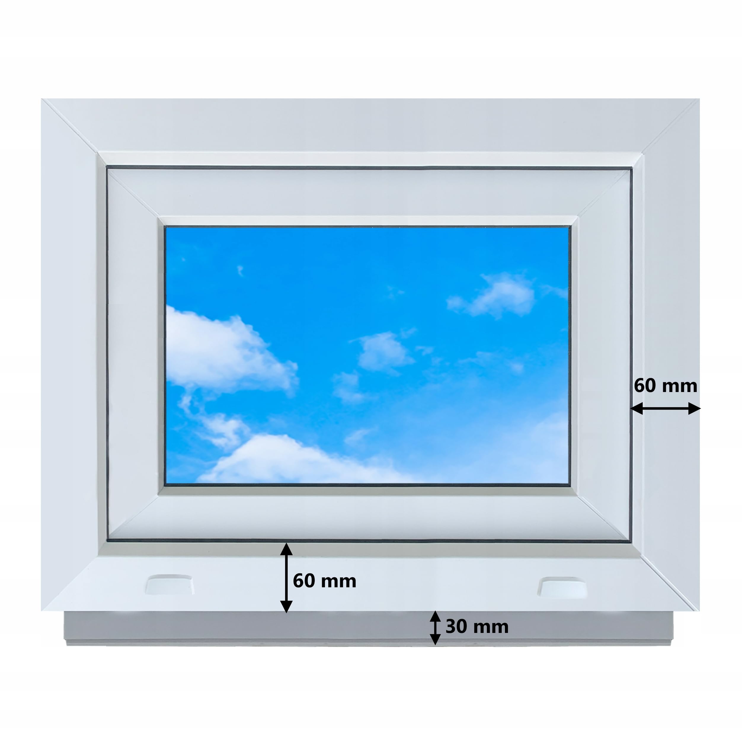 LORAC Ventana de plástico blanca 600 x 500 mm, 60 x 50 cm, inclinable, ventana estándar con doble acristalamiento, ahorro de energía, ventana de sótano con certificado CE, ideal para salas de estar y