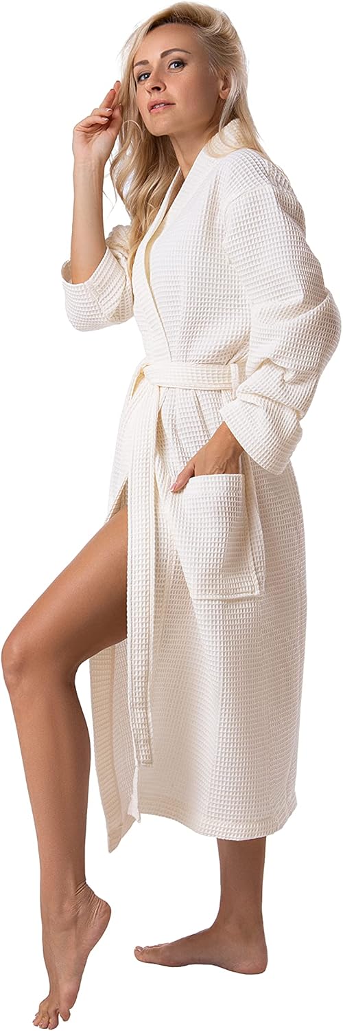 BAGNO MILANO Women's Robes, Waffle Robes For Women, Turkish Cotton Bathrobes For Women