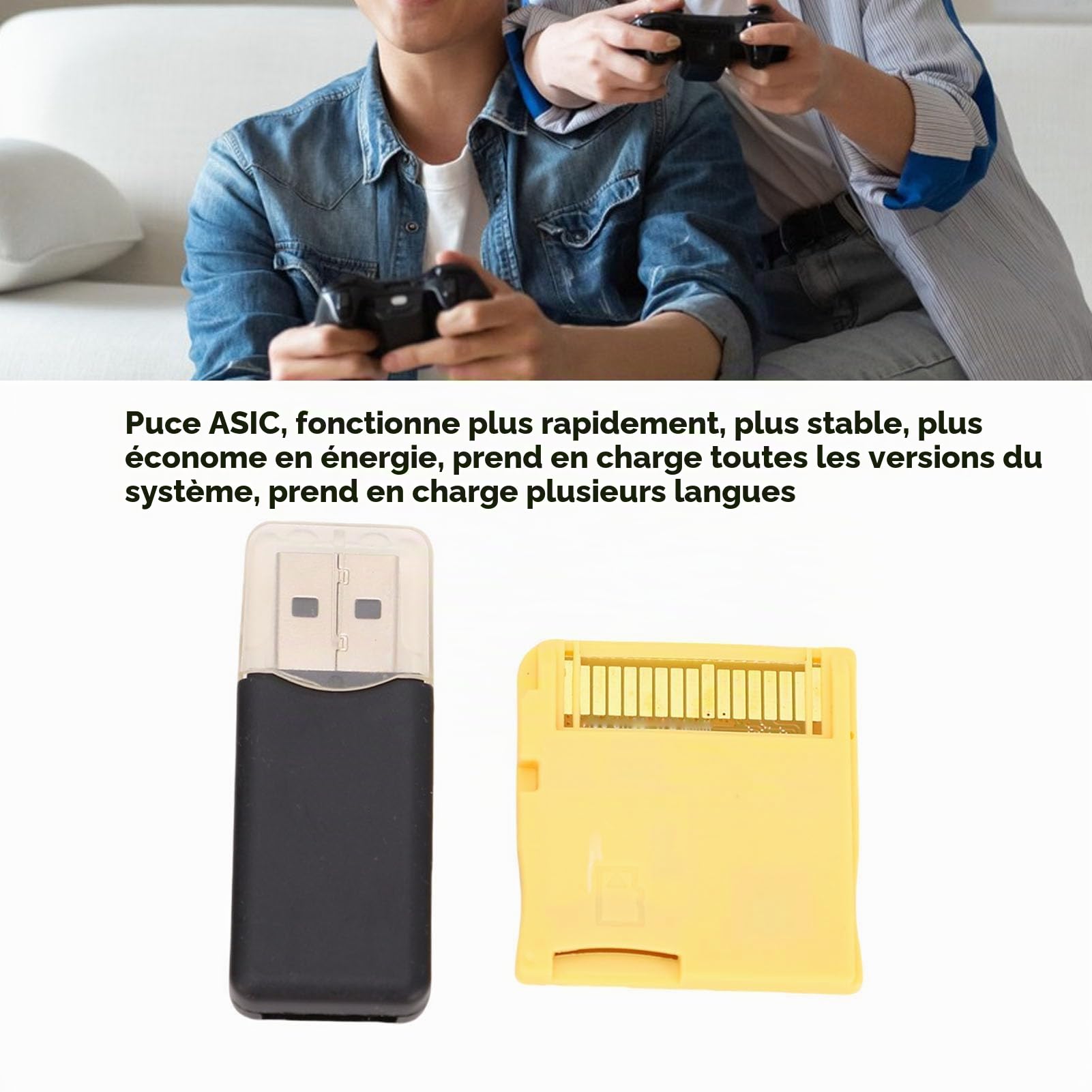 Lazmin112 2025 R4 Carte mémoire de jeux vidéo, puce ASIC construite, carte flash avec lecteur, pour NDS/NDSL/NDSI/NDSI XL/2DS/3DS/3DS XL/Nouveau 3DS XL/2DS XL Doré