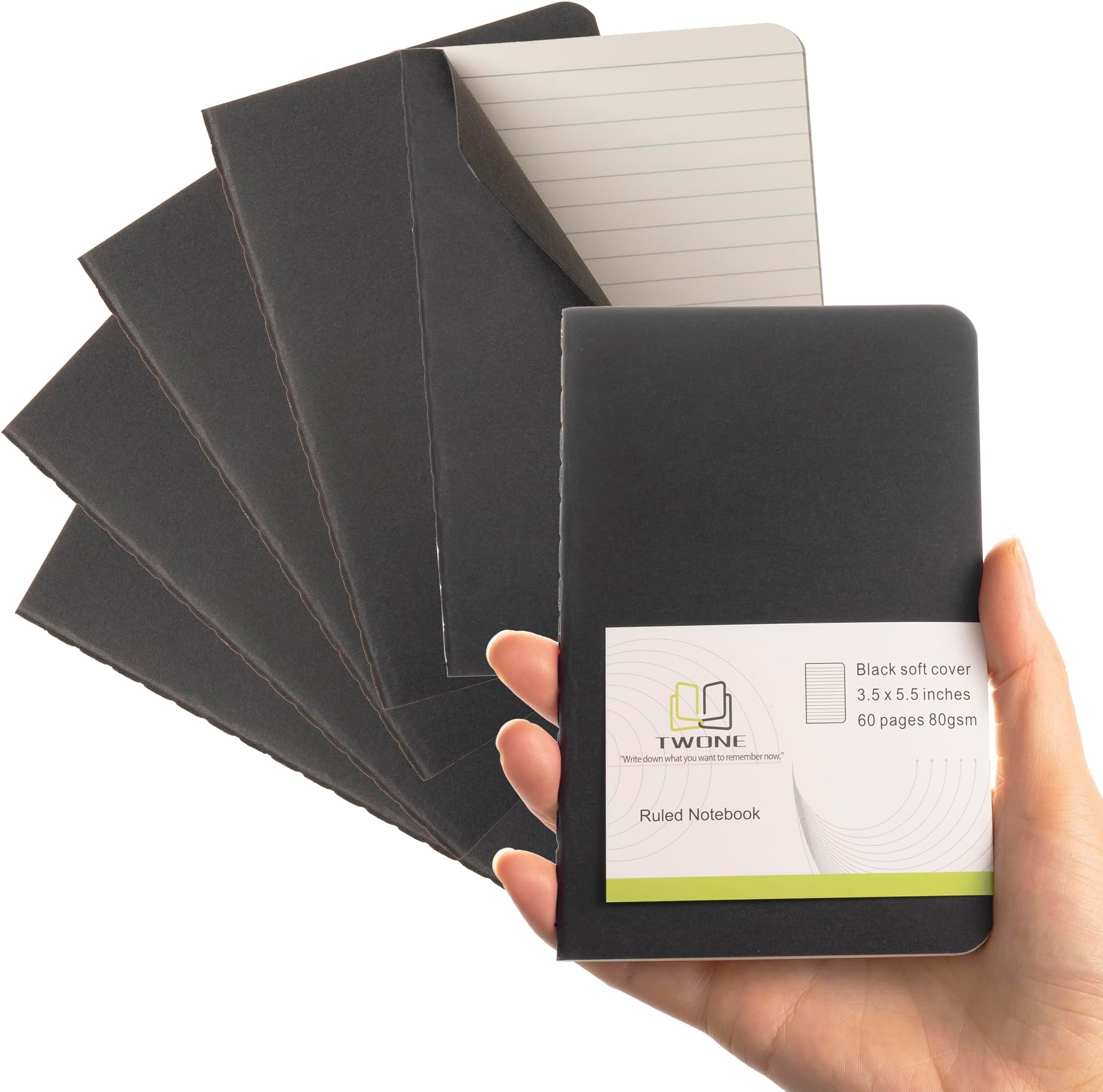 Softcover Pocket Notebook Set - 3.5" x 5.5" - 6 Pack - 30 Sheets - 60 Lined Pages - Perfect for the Traveler or Author