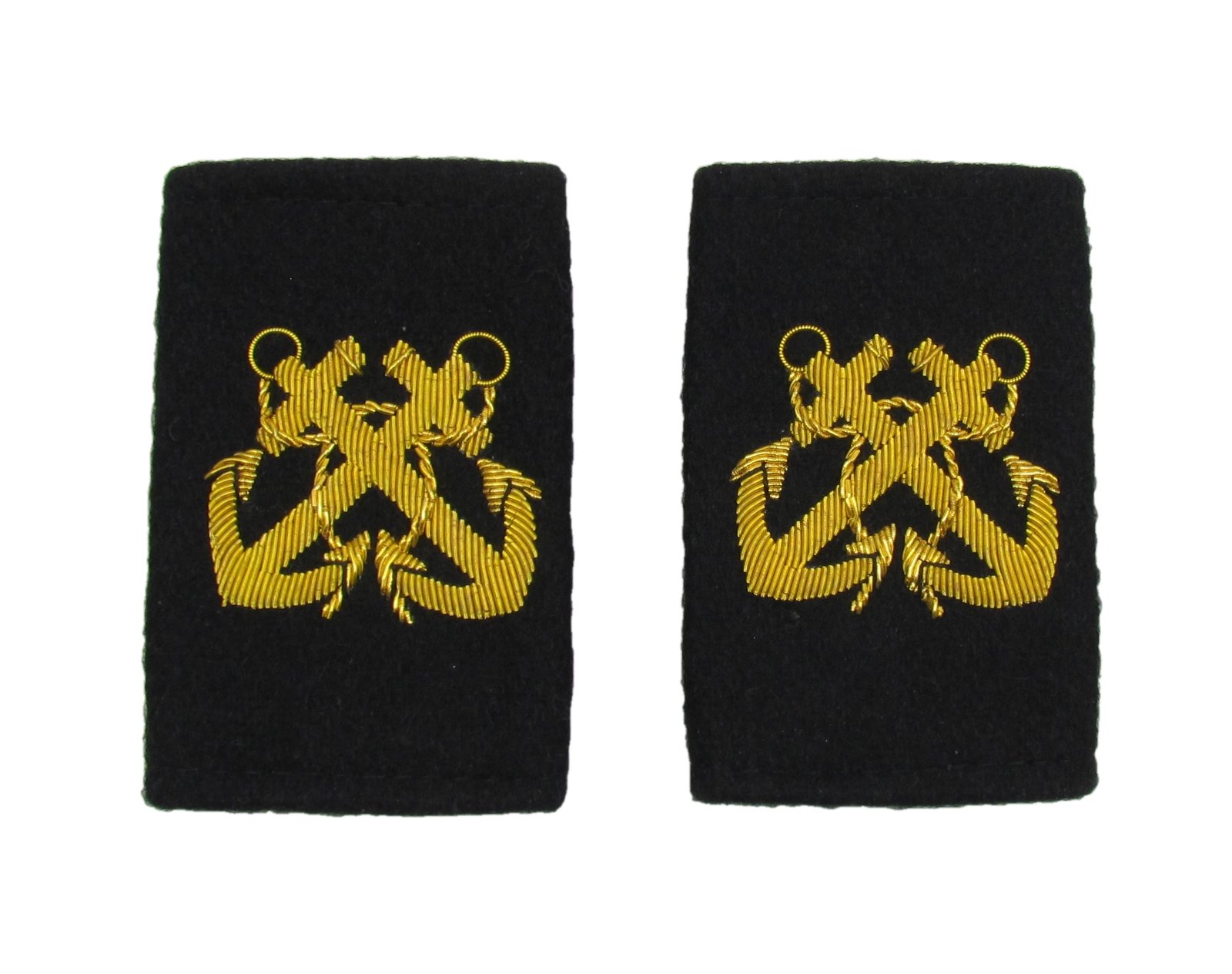 Uniform Store London Bosun Epaulette Crossed Anchors Embroidered Gold Bullion Black Felt